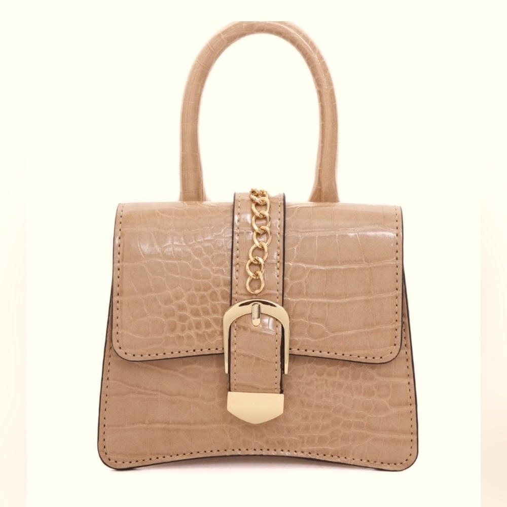 Mini snake print bag in nude
